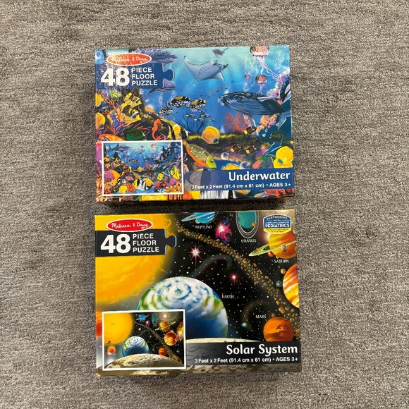 Toddler Puzzles - Set of 2 - 48 Pieces - Fish - Solar System - Melissa & Doug - Picture 1 of 4